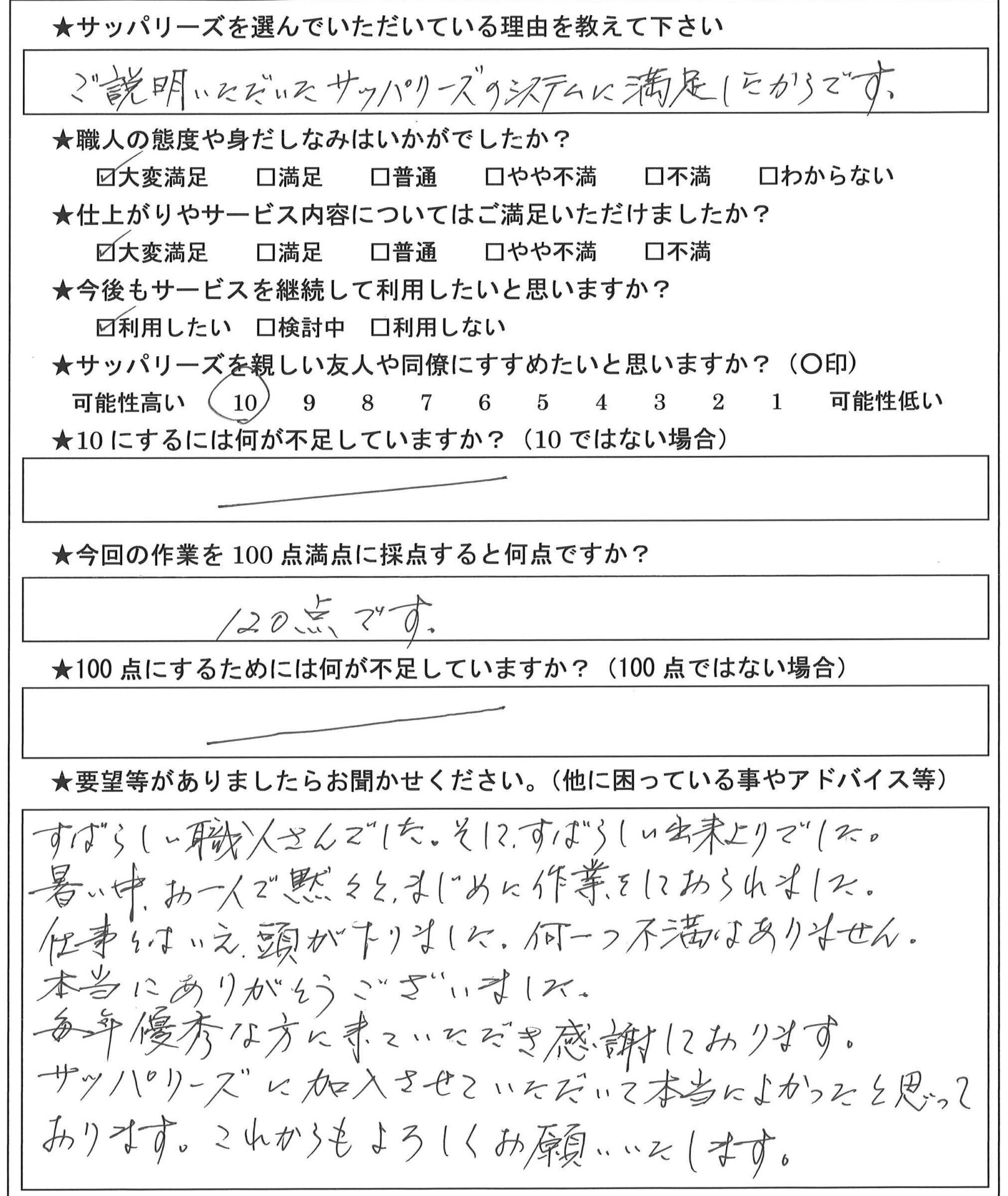 庭木剪定　アンケート